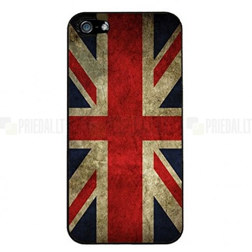 Apple iPhone 4 ir 4S retro stiliaus plastikinis dėklas (dėkliukas, nugarėlė) - Didžiosios Britanijos vėliava