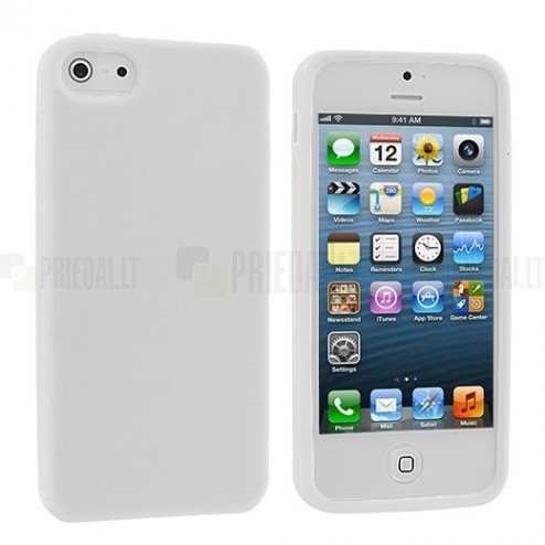 Apple iPhone SE (5, 5s) „Rubber“ kieto silikono baltas TPU dėklas - nugarėlė