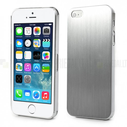 Sidabrinis šlifuoto metalo Apple iPhone SE (5, 5s) dėklas