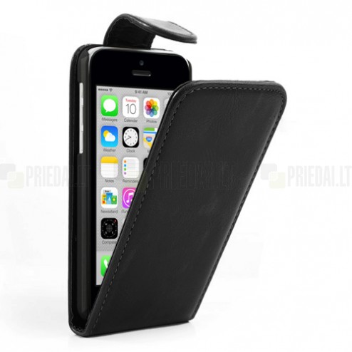 Odinis, atverčiamas (vertikaliai) juodas Apple iPhone 5C dėklas