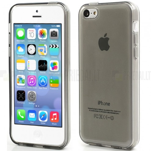 Kieto silikono pilkas/baltas Apple iPhone 5C dėklas