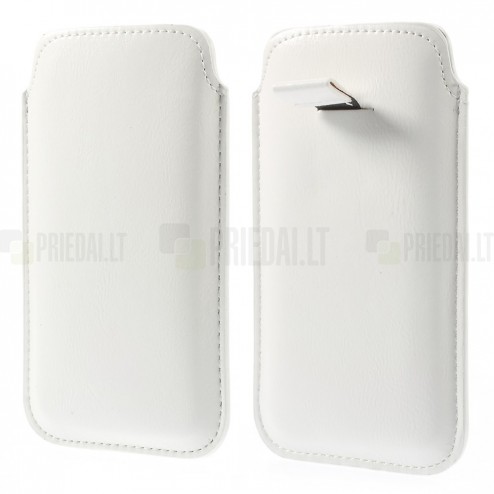 Balta odinė įmautė telefonui (L dydis - Apple iPhone 6)