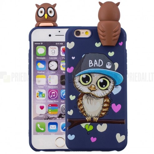 Apple iPhone 6 (6s) „Squezy“ Owl kieto silikono TPU mėlynas dėklas - nugarėlė