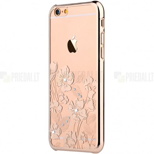 Apple iPhone 6s Plus Devia Crystal Rococo Swarovski plastikinis skaidrus permatomas auksinis dėklas su kristalais