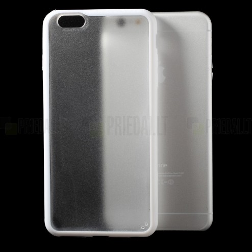 Apple iPhone 6 Plus (6s Plus) skaidrus matinis plastikinis dėklas su baltu TPU rėmeliu