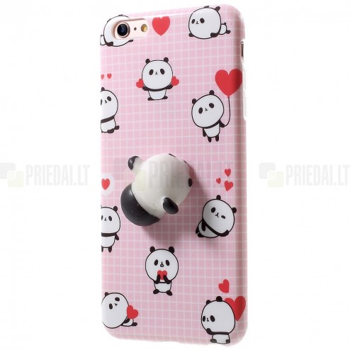 Apple iPhone 6 (6s) „Squezy“ Panda kieto silikono TPU rožinis dėklas - nugarėlė