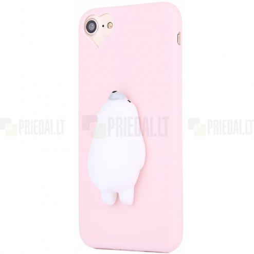 Apple iPhone 6 (6s) „Squezy“ Polar Bear kieto silikono TPU rožinis dėklas - nugarėlė
