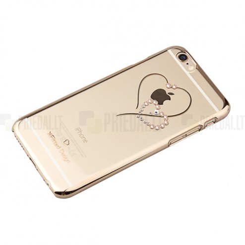 Apple iPhone 6 (6s) X-Fitted Crystal Icon Pro Telesthesia Swarovski plastikinis skaidrus permatomas auksinis dėklas su kristalais