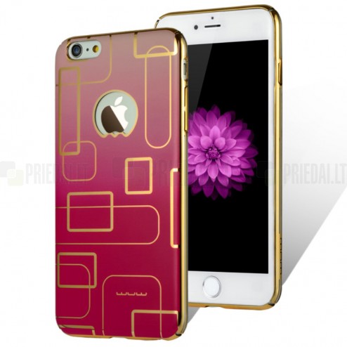 Apple iPhone 6s Plus „JLW“ Color Palette rožinis su auksiniais apvadais elegantiškas plastikinis dėklas