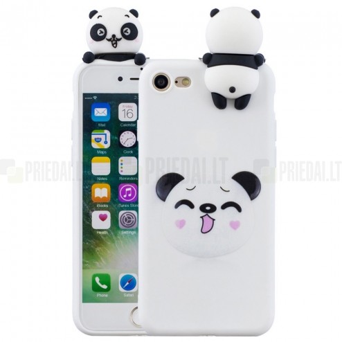 Apple iPhone 7 (iPhone 8, SE 2020) „Squezy“ Panda kieto silikono TPU baltas dėklas - nugarėlė
