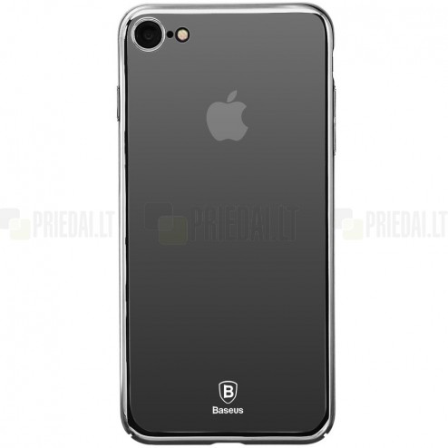 Apple iPhone 7 (iPhone 8) Baseus Mirror Glass plastikinis veidrodinis permatomas juodas dėklas