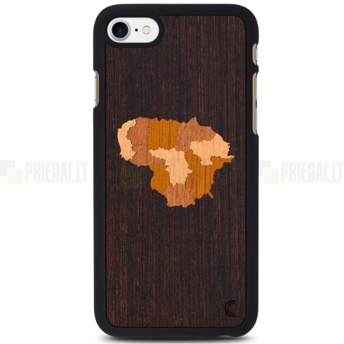 Apple iPhone 7 (iPhone 8) „Crafted Cover“ Lietuva natūralaus medžio dėklas (tamsus medis)