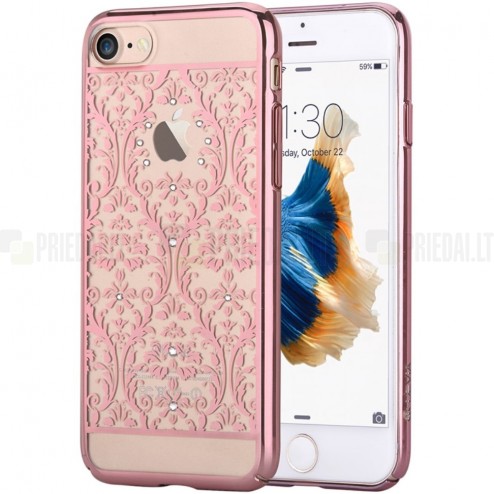 Apple iPhone 7 (iPhone 8) Devia Crystal Baroque Swarovski plastikinis skaidrus permatomas rožinis dėklas