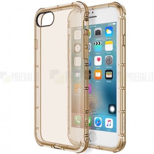 Apple iPhone 7 (iPhone 8) Rock Fence kieto silikono TPU skaidrus permatomas auksinis dėklas