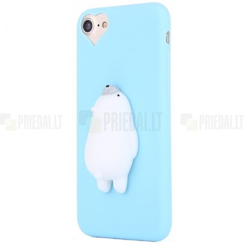 Apple iPhone 7 (iPhone 8) „Squezy“ Polar Bear kieto silikono TPU šviesiai mėlynas dėklas - nugarėlė