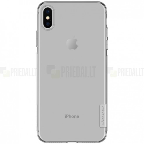 Apple iPhone Xs Max Nillkin Nature plonas pilkas (permatomas) silikoninis TPU bespalvis dėklas