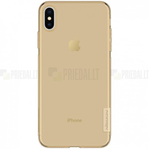 Apple iPhone Xs Max Nillkin Nature plonas rudas (permatomas) silikoninis TPU bespalvis dėklas