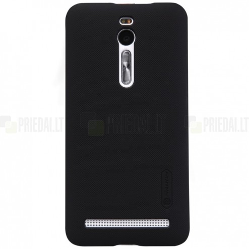 Asus Zenfone 2 5.5 (ZE550ML, ZE551ML) Nillkin Frosted Shield juodas plastikinis dėklas + apsauginė ekrano plėvelė