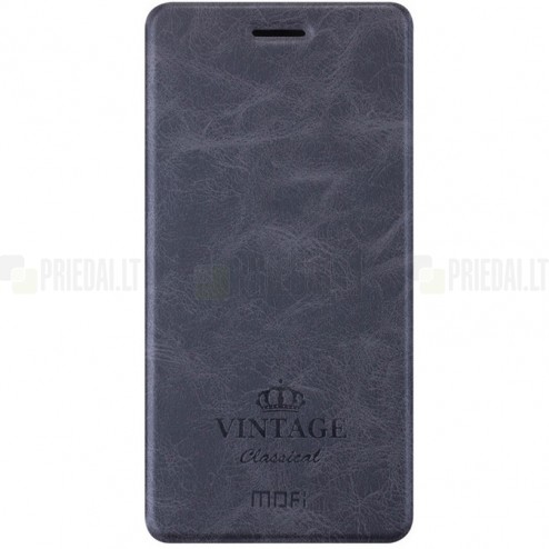 „Mofi“ Vintage serijos Asus Zenfone 3 5.5 (ZE552KL) juodas odinis atverčiamas dėklas
