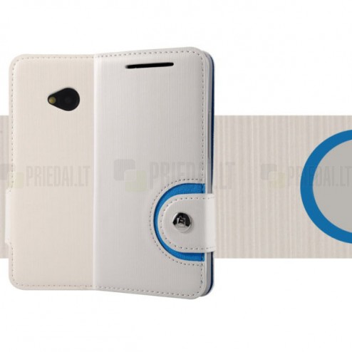 Baltas „Baseus“ Rainbow atverčiamas HTC One M7 dėklas