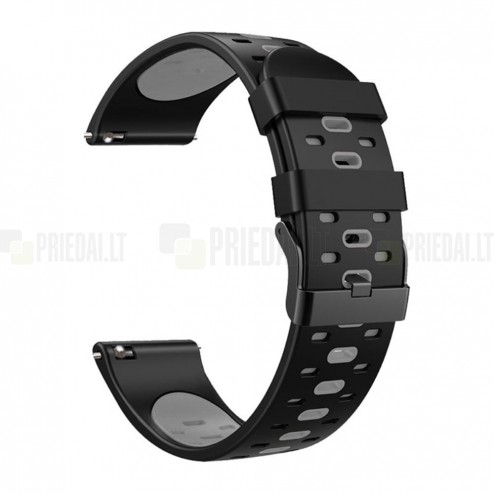 Bi-color išmaniojo laikrodžio (Samsung Galaxy Watch3, Gear, Watch GT) kieto silikono (TPU) juoda apyrankė