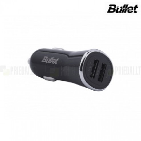 „Bullet“ automobilinis įkroviklis su dviem USB lizdais (4.8A)