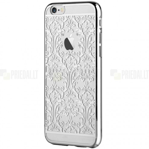 Apple iPhone 6s Plus Devia Crystal Baroque Swarovski plastikinis skaidrus permatomas sidabrinis dėklas su kristalais