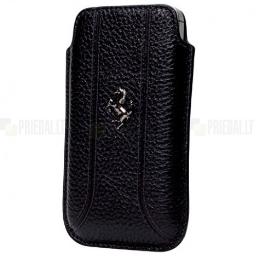 „Ferrari“ juoda odinė įmautė telefonui (L dydis - Apple iPhone 6)