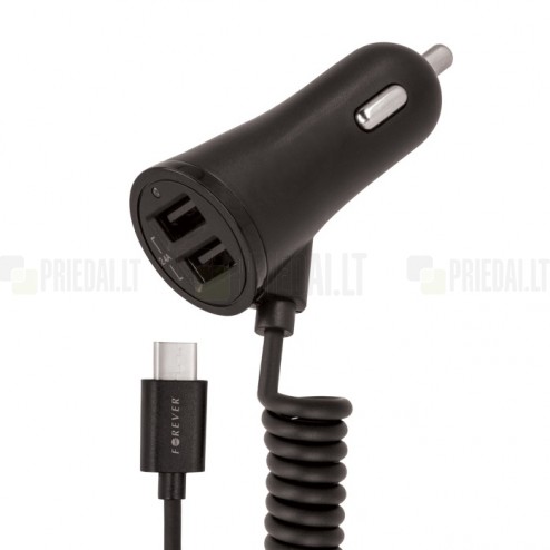 „Forever“ automobilinis įkroviklis (2,4 A) su integruotu micro USB laidu