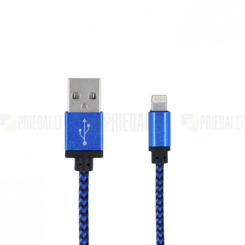 Forever Nylon Lightning USB 8PIN mėlynas laidas skirtas iPhone, iPad (MFi sertifikatas)