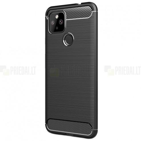 Google Pixel 4A 5G „Carbon“ kieto silikono TPU juodas dėklas - nugarėlė