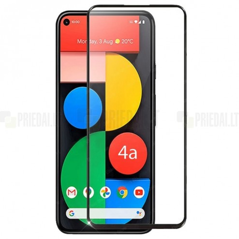 Google Pixel 4A 5G „Rurihai“ 9H Tempered Glass sustiprintos apsaugos juodas pilnai dengiantis apsauginis ekrano stiklas