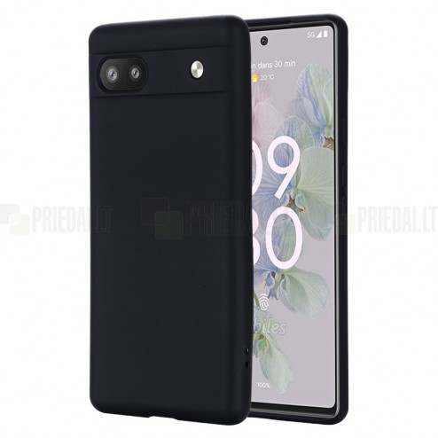 Google Pixel 6A Shell kieto silikono (TPU) dėklas juodas - nugarėlė