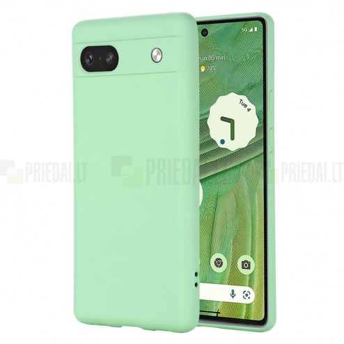 Google Pixel 7A Shell kieto silikono (TPU) dėklas žalias - nugarėlė