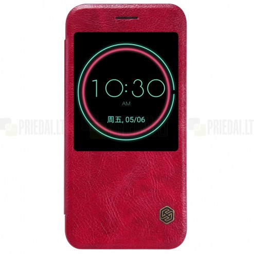 Prabangus „Nillkin“ Qin serijos raudonas odinis atverčiamas HTC 10 (Lifestyle) dėklas 