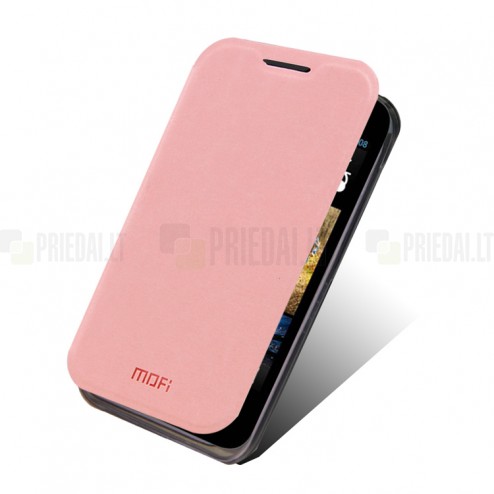 „Mofi“ Leather serijos HTC Desire 310 rožinis odinis atverčiamas dėklas