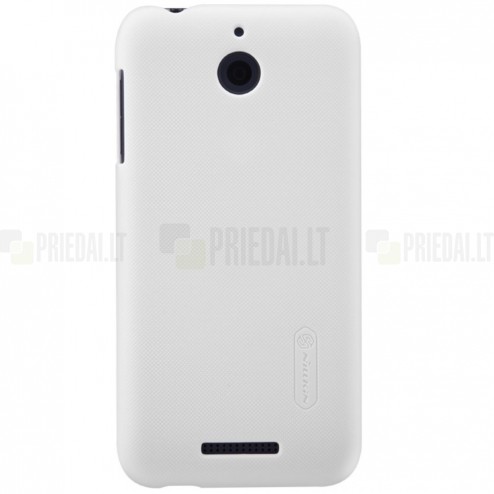 HTC Desire 510 Nillkin Frosted Shield baltas plastikinis dėklas + apsauginė ekrano plėvelė