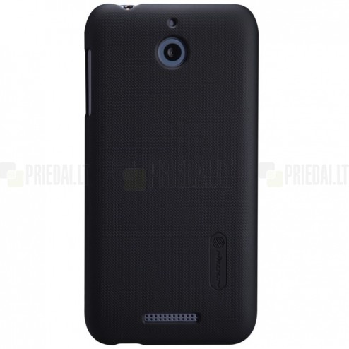 HTC Desire 510 Nillkin Frosted Shield juodas plastikinis dėklas + apsauginė ekrano plėvelė 