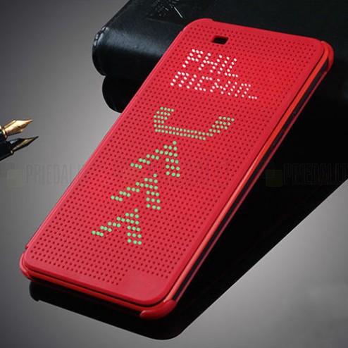 HTC Desire 820 Smart Dot View atverčiamas raudonas dėklas