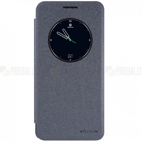 HTC Desire 825 pilkas odinis atverčiamas Nillkin Sparkle dėklas - knygutė