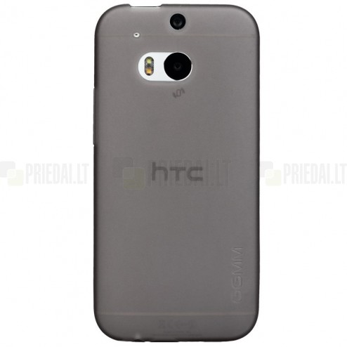 HTC One M8 Kieto silikono TPU dėklas - pilkas + apsauginė ekrano plėvelė