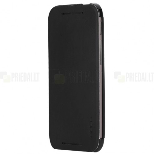 Rock Touch atverčiamas HTC One M8 ir HTC One M8s juodas odinis dėklas
