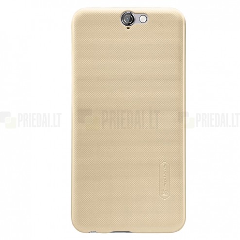 HTC One A9 Nillkin Frosted Shield auksinis plastikinis dėklas + apsauginė ekrano plėvelė