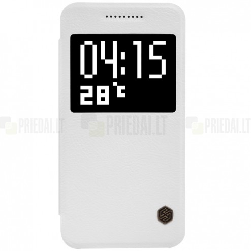 Prabangus „Nillkin“ Qin serijos baltas odinis atverčiamas HTC One A9 dėklas
