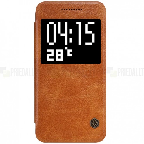 Prabangus „Nillkin“ Qin serijos rudas odinis atverčiamas HTC One A9 dėklas
