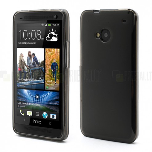 Tamsintas silikoninis HTC One M7 skaidrus dėklas