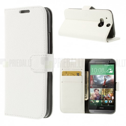 „Lychee“ HTC One M8 baltas odinis atverčiamas dėklas