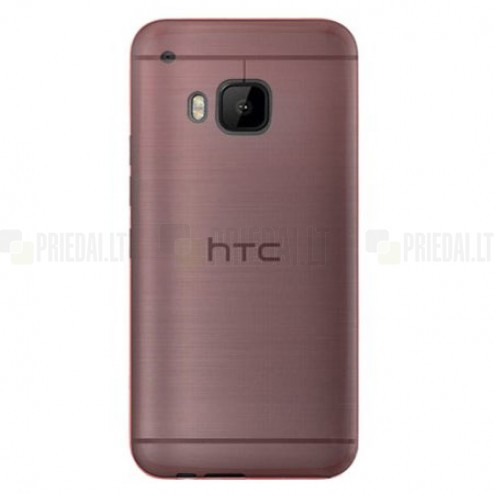 HTC One M9 skaidrus (permatomas) kieto silikono TPU ploniausias pasaulyje raudonas dėklas