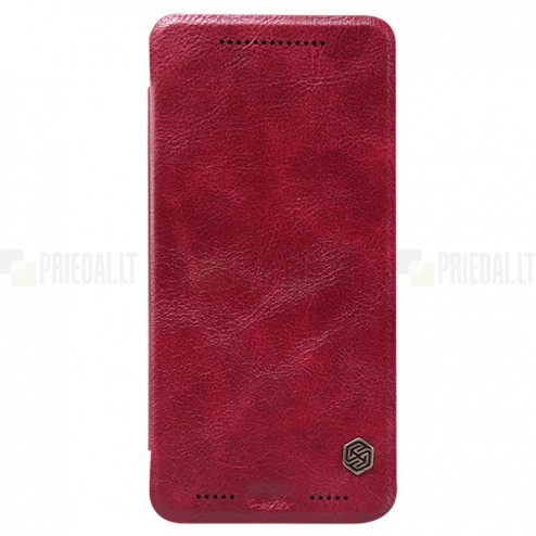 Prabangus „Nillkin“ Qin serijos raudonas odinis atverčiamas HTC One M9+ Plus dėklas