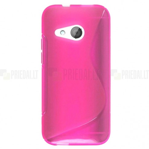 HTC One mini 2 (M8 mini) „S-Line“ kieto silikono TPU rožinis dėklas - nugarėlė